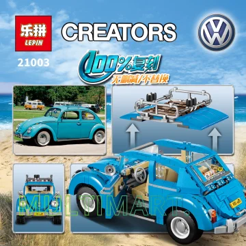 Конструктор Lepin 21003 Фольксваген Жук (1193 детали) картинка 7